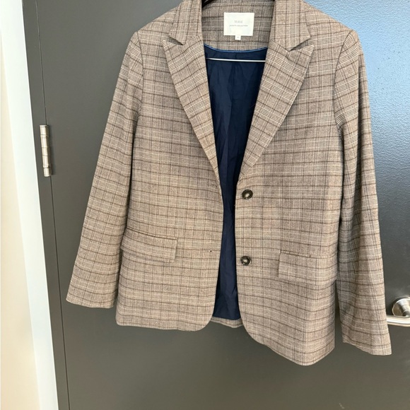 Yerse XS worn a couple times MINT condition Classic Tan Plaid Blazer OVERSIZED - Picture 16 of 16